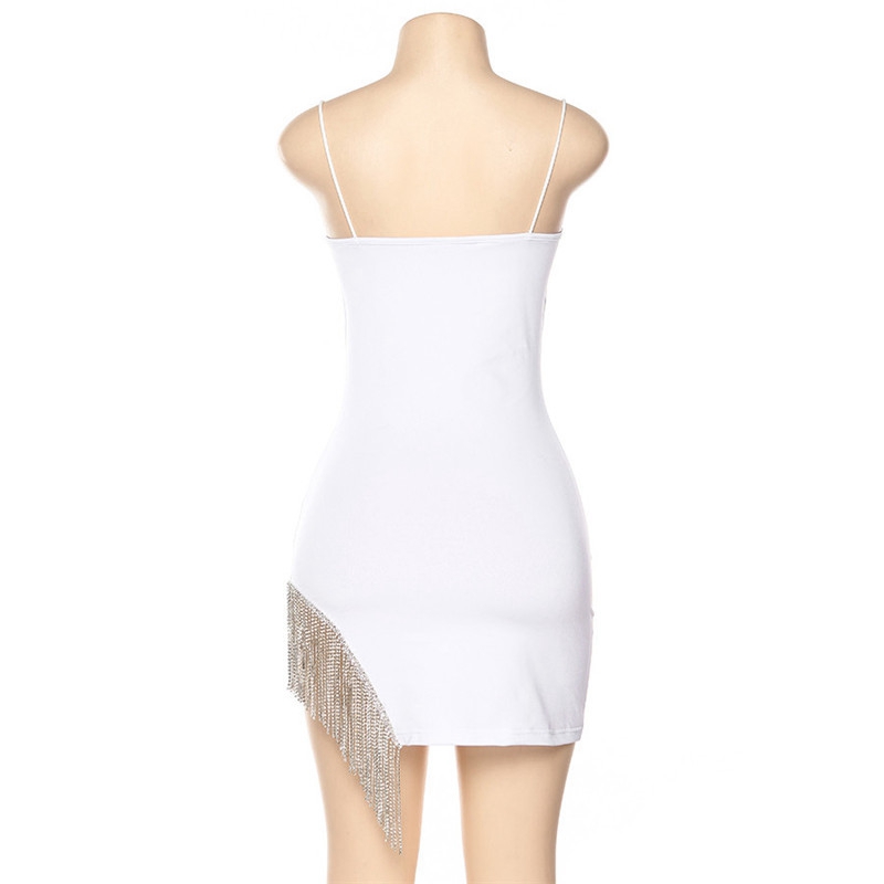 Tassel Sexy Solid Strapless Sleeveless Patchwork Bodycon Dress New Summer Fashion Elegant Senior Club Party Mini Dress - Image 14