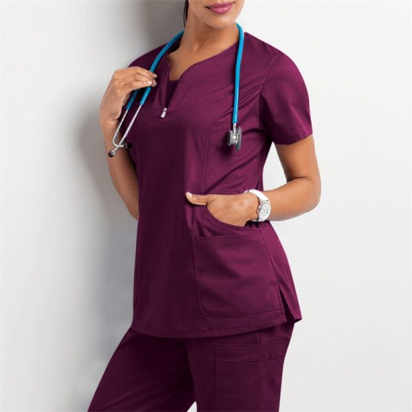 Amazon Operating Room Short Sleeve Hand Washing Suit Women's Jacket Short T Work Clothes Nurse Surgeon Disposable Protective Coveralls Work Clothes B - Image 15