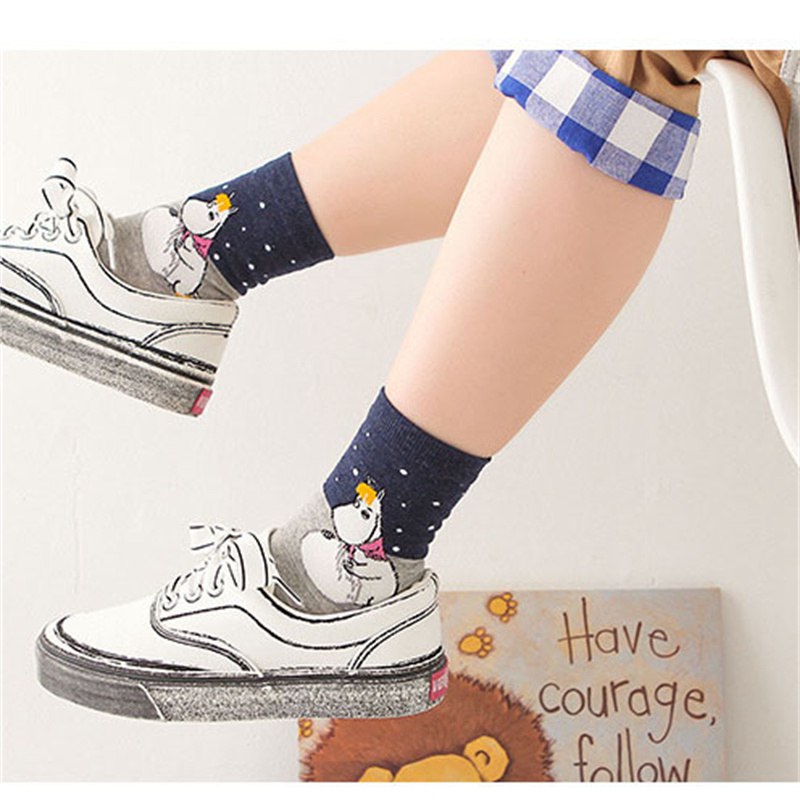Women's Socks Japanese Cartoons Animation Hippo Women's Mid-Calf Socks Wholesale Cotton Sweat Absorbing Sports Casual Women's Trendy Socks - Image 14