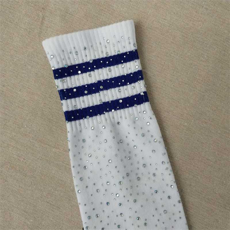 AliExpress Sexy Rhinestone Knee Socks Striped Women's Stockings Rhinestone Socks European and American High-Top Cotton Socks Factory Wholesale - Image 16