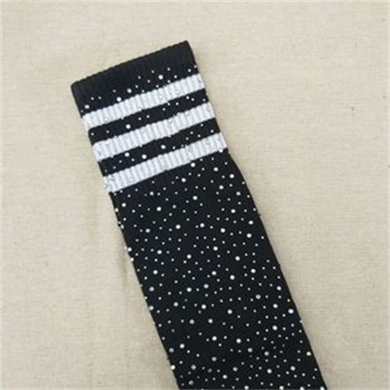 AliExpress Sexy Rhinestone Knee Socks Striped Women's Stockings Rhinestone Socks European and American High-Top Cotton Socks Factory Wholesale - Image 17