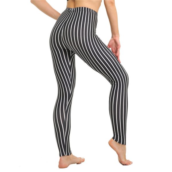 Amazon New European and American Striped Plaid Printed Yoga Pants Women's High Waist Slimming Leggings Yiwu Stall Wholesale - Image 10