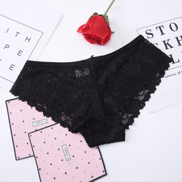 Exclusive for Cross-Border Women's Lace Sexy Low Waist Lace Foreign Trade Triangle Large Size Ice Silk Seamless Panties Women's Pure Desire - Image 3