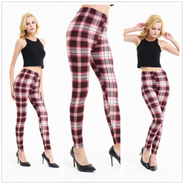 Amazon New European and American Striped Plaid Printed Yoga Pants Women's High Waist Slimming Leggings Yiwu Stall Wholesale - Image 21