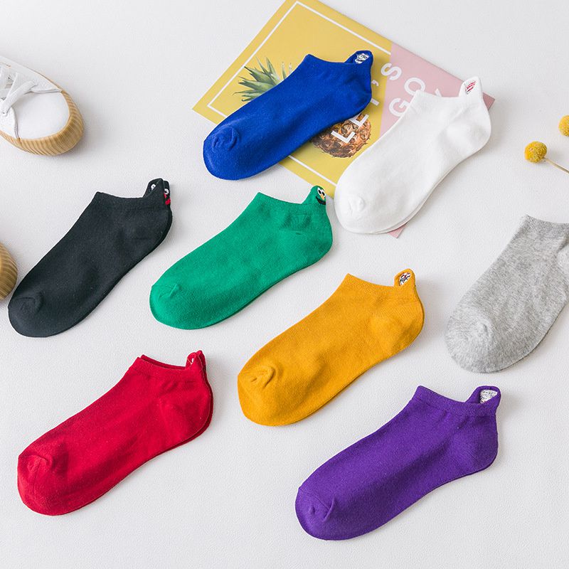 Kawaii Embroidered Expression Women Socks Cotton Harajuku Happy Funny Socks Women Christmas Gifts Ankle 1 Pair Size 35-40 - Image 7