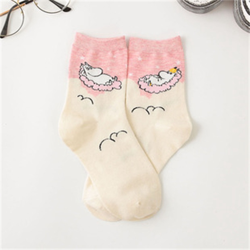 Women's Socks Japanese Cartoons Animation Hippo Women's Mid-Calf Socks Wholesale Cotton Sweat Absorbing Sports Casual Women's Trendy Socks - Image 15
