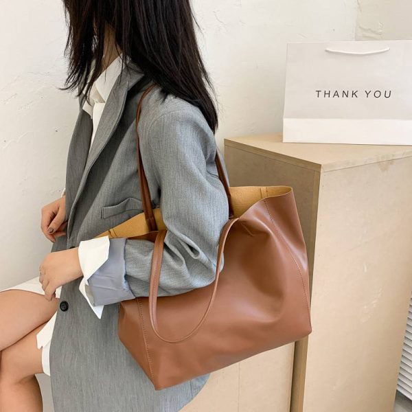 Large Women's Leather Style Tote Shoulder Bag Satchel Ladies Handbag - Image 17