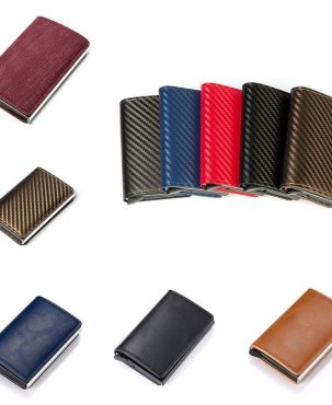 2024 Credit Card Holder Wallet Men Women RFID  Aluminium Bank Cardholder Case Vintage Leather Wallet with Money Clips