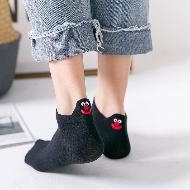 Kawaii Embroidered Expression Women Socks Cotton Harajuku Happy Funny Socks Women Christmas Gifts Ankle 1 Pair Size 35-40 - Image 8