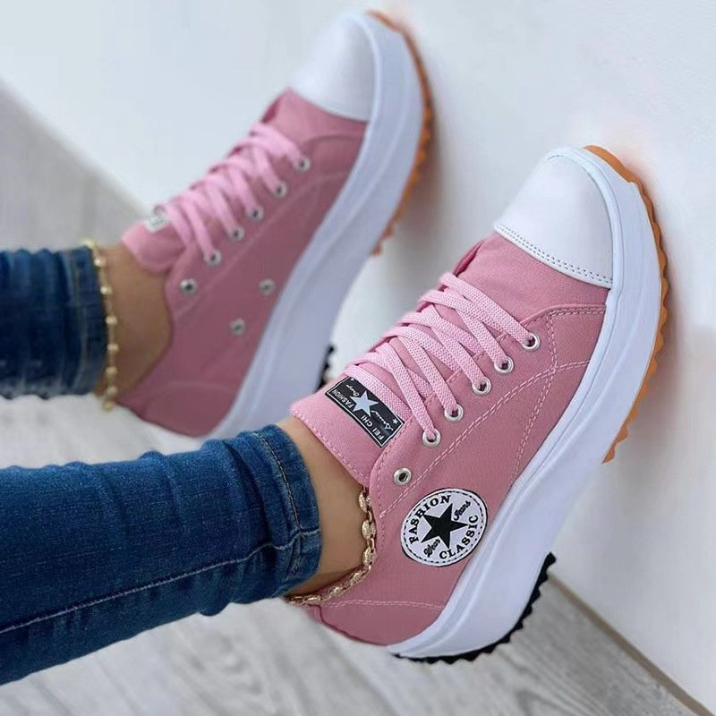 Canvas Trainers Shoes Sneakers Platform Lace Up Ladies Womens Pumps Boots Casual - Image 5