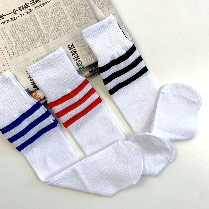Thin Soccer Socks Adult and Children Men and Women Long Tube Athletic Socks Student Cheerleading Solid Color Striped Soccer Socks - Image 7