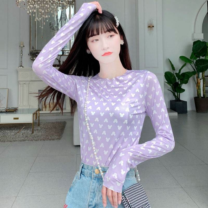 Yang Mi Moon Bottoming Shirt Ice Silk Sun Protection Clothing Inner Crescent T-shirt Bandage Dress Sweet and Spicy Wind Slimming Wind Shield - Image 4