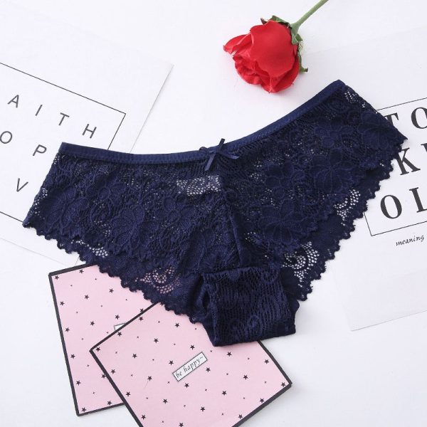 Exclusive for Cross-Border Women's Lace Sexy Low Waist Lace Foreign Trade Triangle Large Size Ice Silk Seamless Panties Women's Pure Desire - Image 5