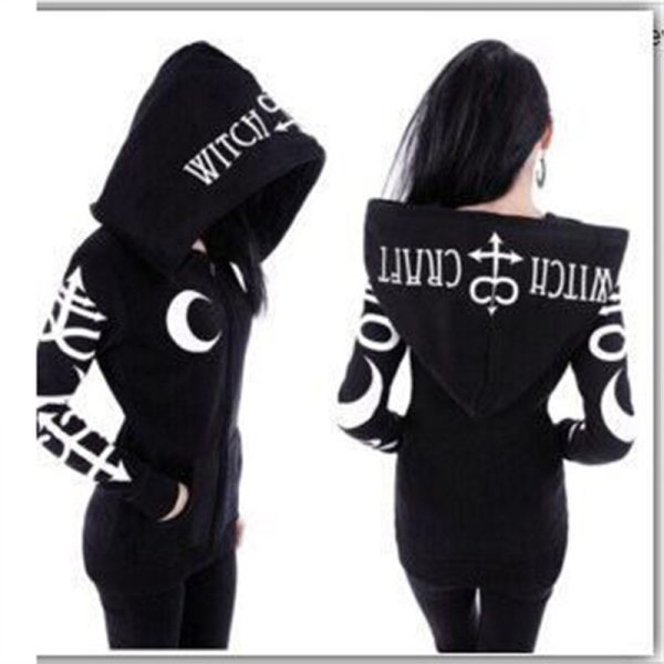 2024 AliExpress Wish Amazon EBay Blackpeng Hooded Moon Letter Floral Print Long Sleeve Pullover - Image 5