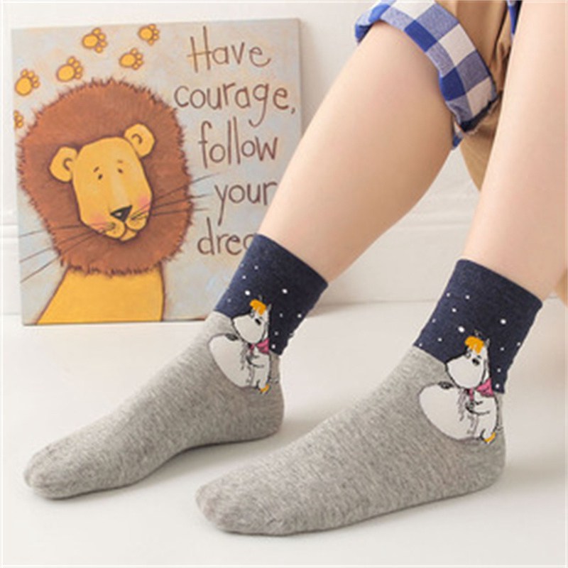 Women's Socks Japanese Cartoons Animation Hippo Women's Mid-Calf Socks Wholesale Cotton Sweat Absorbing Sports Casual Women's Trendy Socks - Image 17