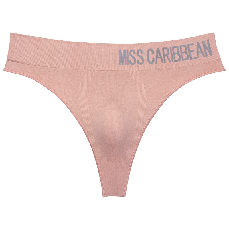 Men's Underwear Sexy U Convex Sports Fitness Letters Wide Waist Mid-High Waist Seamless Briefs T-Shaped Panties - Image 3