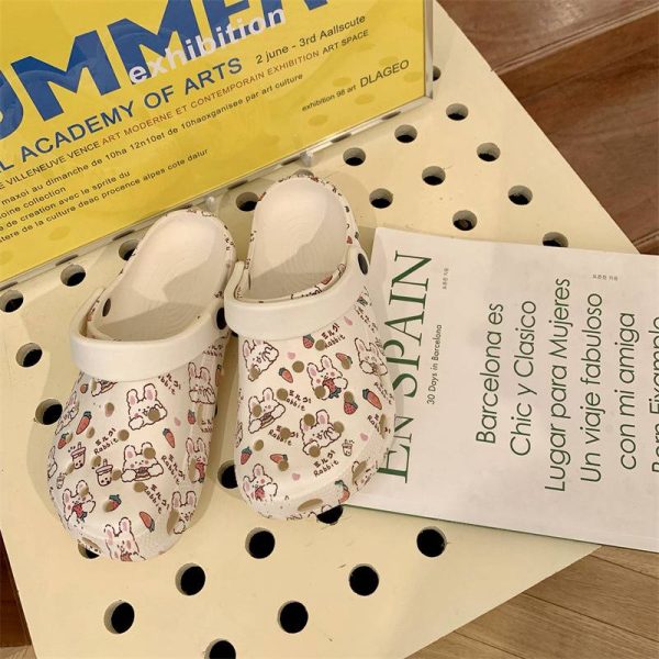 Hole Shoes Ins Girl's Heart Feeling of Shit Cute Cartoon Cow Toe Box Soft Bottom Thick Bottom for Outdoors Sandals Women's Summer - Image 5
