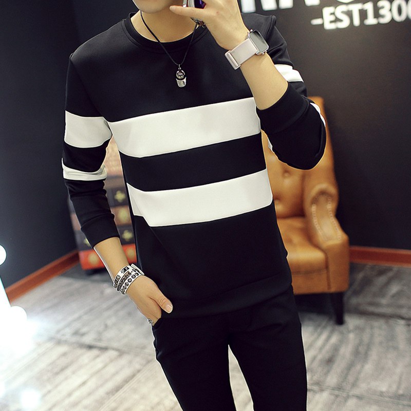 2024 Spring New Long-Sleeved T-shirt Men's Korean-Style Sweater Striped Bottoming Shirt Student Men's Autumn Clothing Top Men's Clothing - Image 5