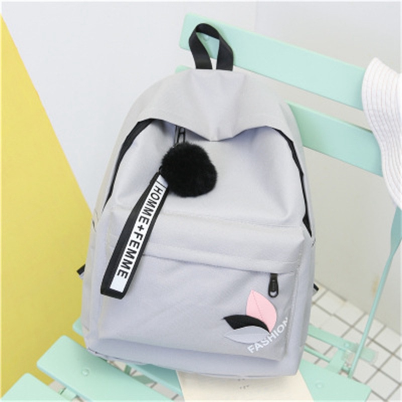One Piece Dropshipping Canvas Fur Ball Fashion Casual Student Backpack Female Korean New Custom Logo Women's Backpack - Image 5