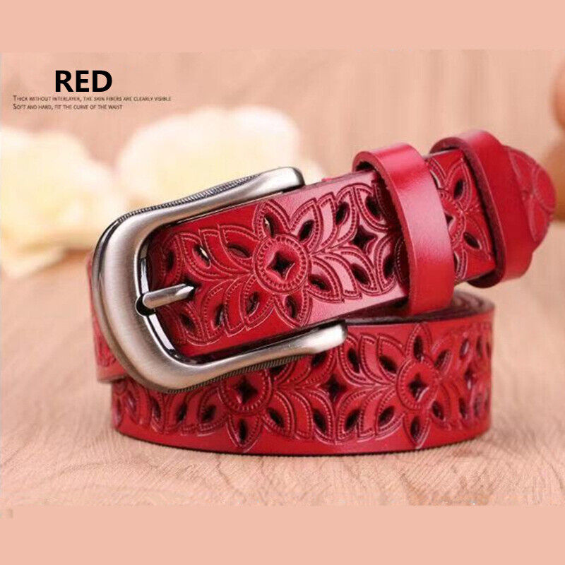 Z Pin Buckle Belt Ladies Womens Genuine Leather Hollow Belt Jeans Waistband Belts - Image 5