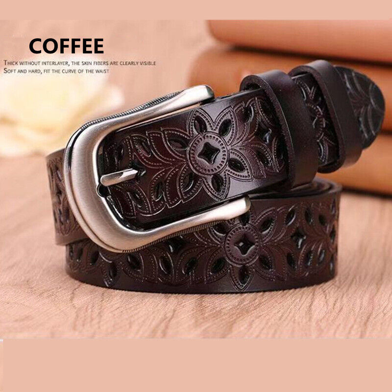 Z Pin Buckle Belt Ladies Womens Genuine Leather Hollow Belt Jeans Waistband Belts - Image 7
