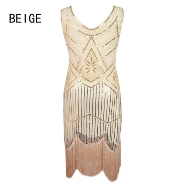 1920's Dress Great Gatsby Costume Cocktail Party Sequin Fringe Flapper - Image 15