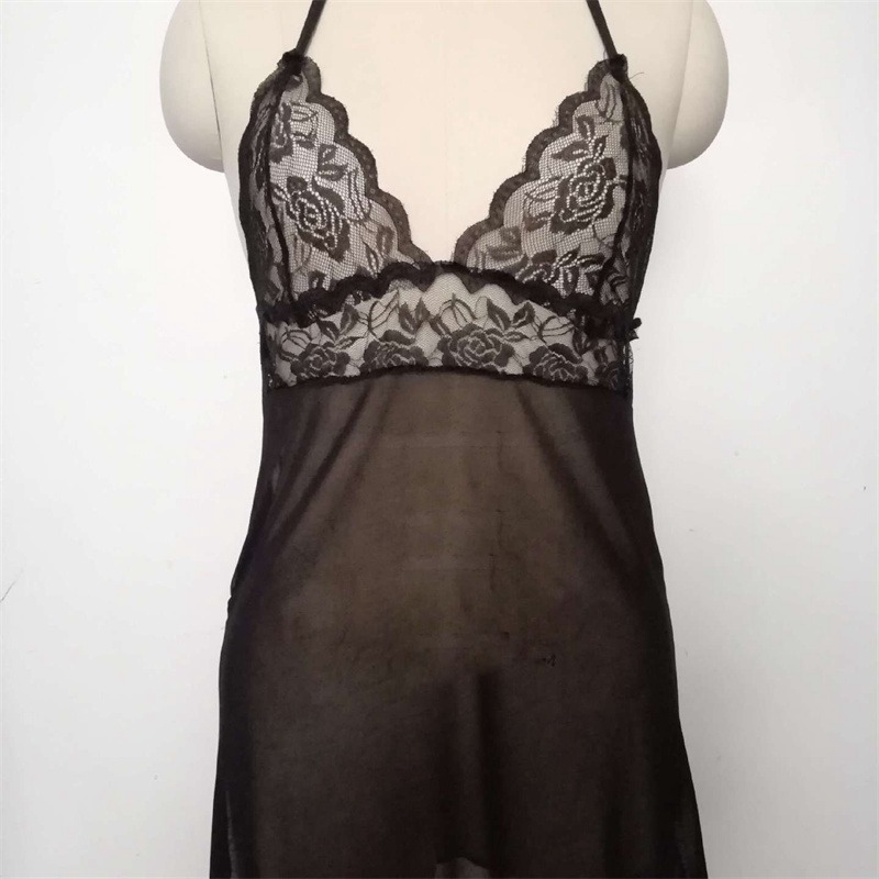 Cross-Border Foreign Trade Sexy Lingerie European and American Sexy Underwear Women's See-through Pajamas Halter plus Size Nightdress - Image 9