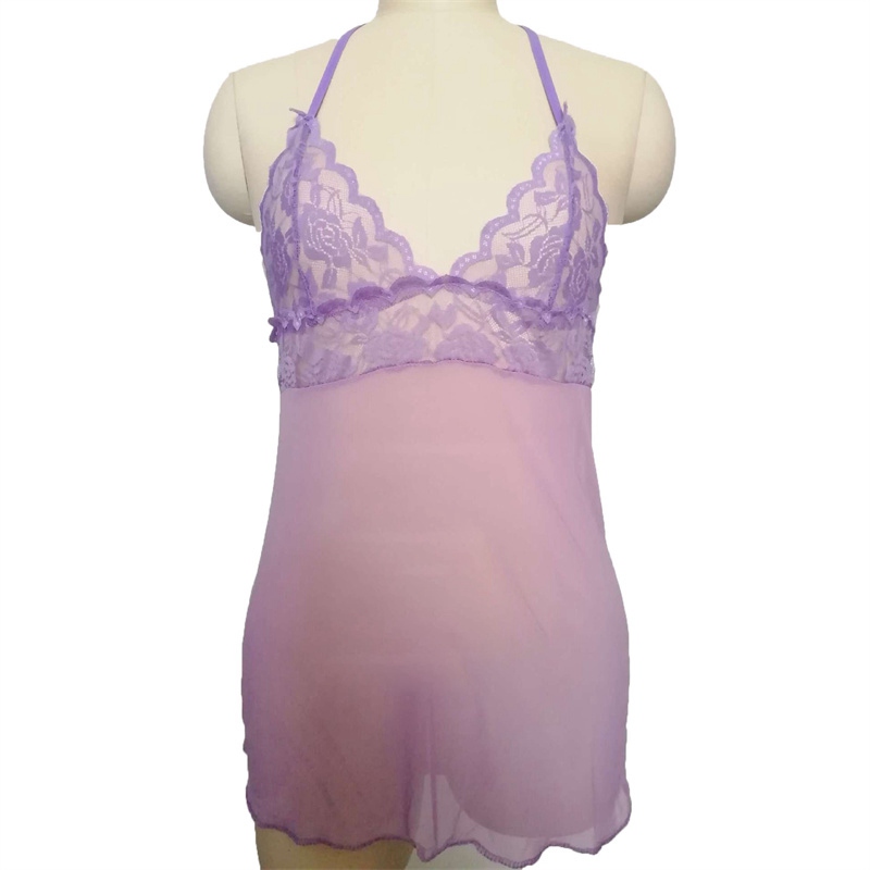 Cross-Border Foreign Trade Sexy Lingerie European and American Sexy Underwear Women's See-through Pajamas Halter plus Size Nightdress - Image 10