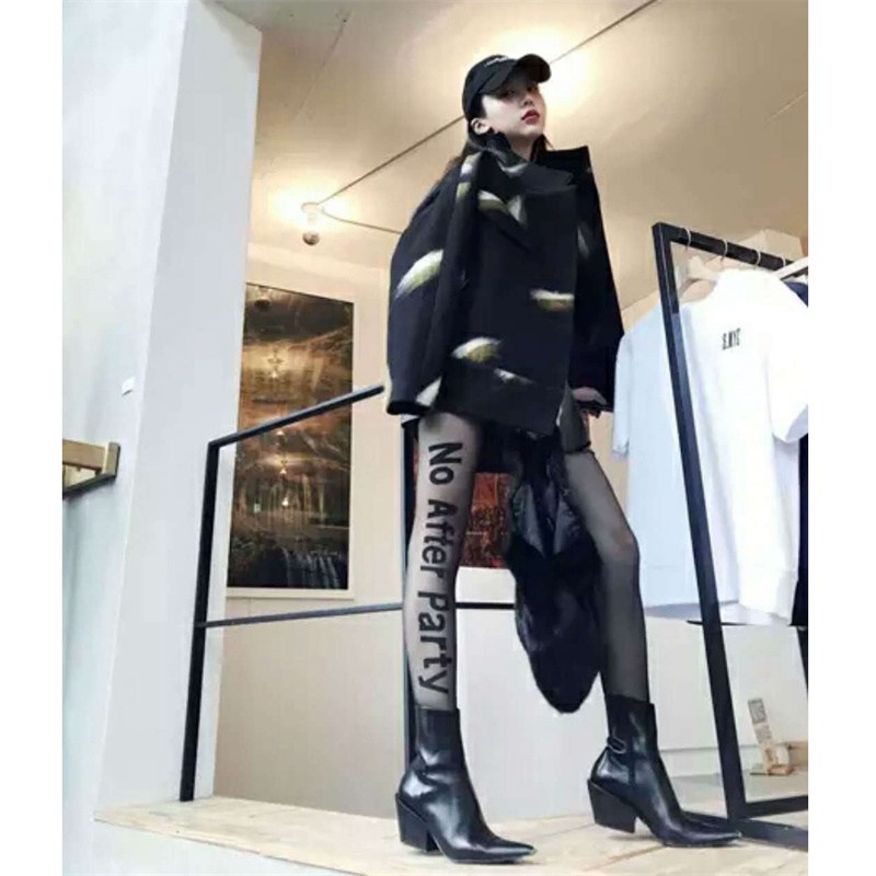 No after Party Arbitrary Cut Silk Stockings Snagging Resistant Letter Tattoo Socks Printed Stockings - Image 8