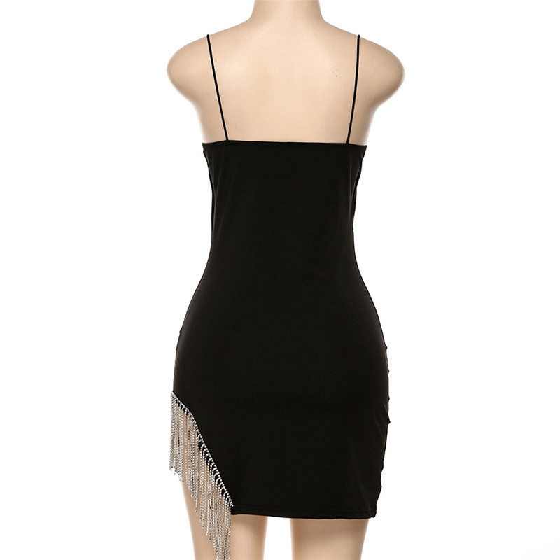 Tassel Sexy Solid Strapless Sleeveless Patchwork Bodycon Dress New Summer Fashion Elegant Senior Club Party Mini Dress - Image 21