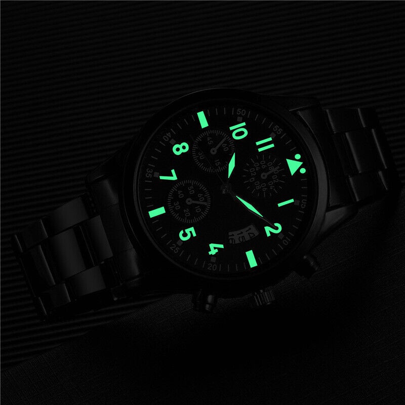 ZZ Luminous Calendar Metal Strap Men's Analog Quartz Formal Casual Wrist Watch Gift - Image 14