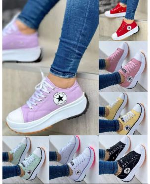 Canvas Trainers Shoes Sneakers Platform Lace Up Ladies Womens Pumps Boots Casual