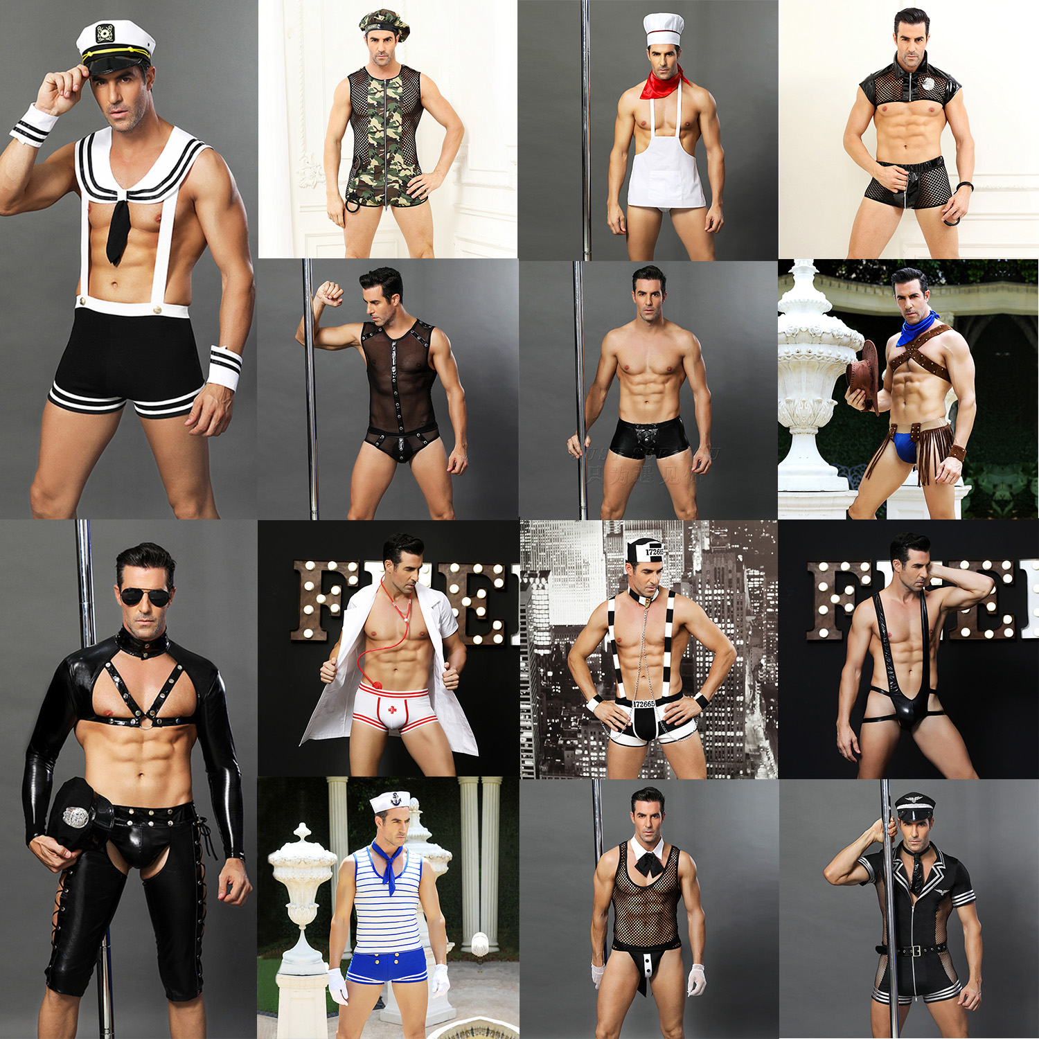 Sexy Costume Hollow-Out Men's Three-Point Role Playing Sexy Underwear - Image 53
