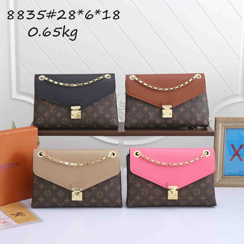 LV Inspired Flap Clutch with Gold Chain, Multi Colors, Lock Closure for Everyday Use