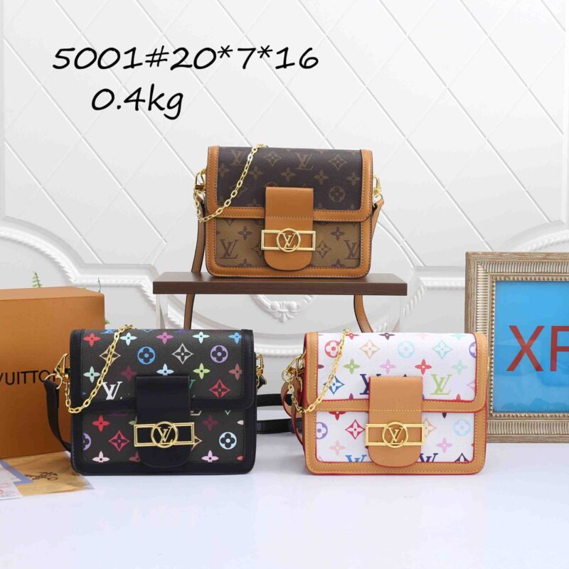 Trending LV Style Monogram Square Bag, Gold Lock Closure, Lightweight Everyday Purse