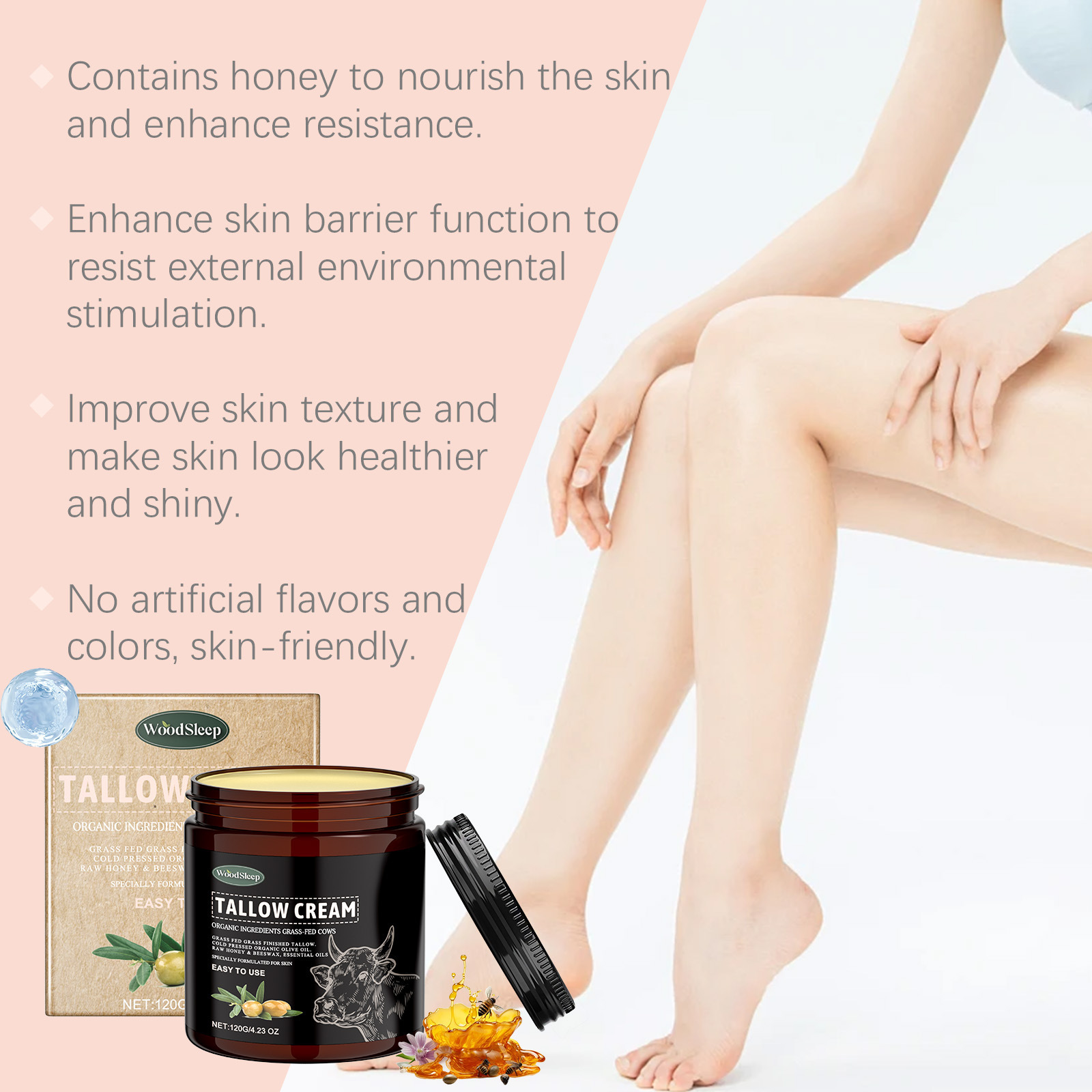 WOODSLEEP Beef Fat Skincare Cream Moisturizing Cream for Skin 120g*2 - Image 6